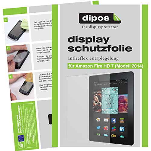dipos Amazon fire HD 7 (Modell 2014) Schutzfolie (2 Stück) - Antireflex Premium Folie matt