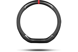‎ERGOCAR Ergocar Auto Lenkradbezug Rutschfester Auto Lenkradschutz D-Form Kohlefaser & PU Leder für Durchmesser 38cm (15 ") (Schwarz-Streifen-U)