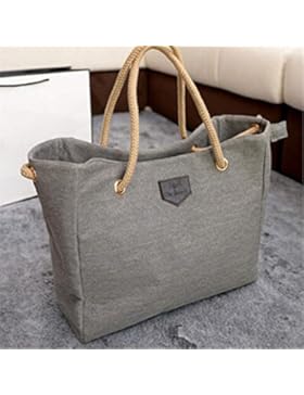 EJY Frauen Weinlese Beutel Schulter Beutel Segeltuch Handtasche Large Bag (Hellgrau)