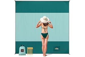 AnorTrek Couverture de Plage sans Sable, Grande Serviette de Plage imperméable,300 x 300 cm, Couverture de Plage sans Sable à séchage Rapide, légère, Douce et Durable