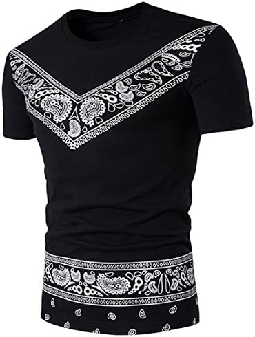 Mens T Shirts,Mens Shirts Short Sleeve,Mens Shirts,Mens Tops,Mens Shirts Casual,Mens Tops Summer,Men Shirt New Look,Moonuy Men High Quality African Print Handsome Pullover Blouse (L, Black)