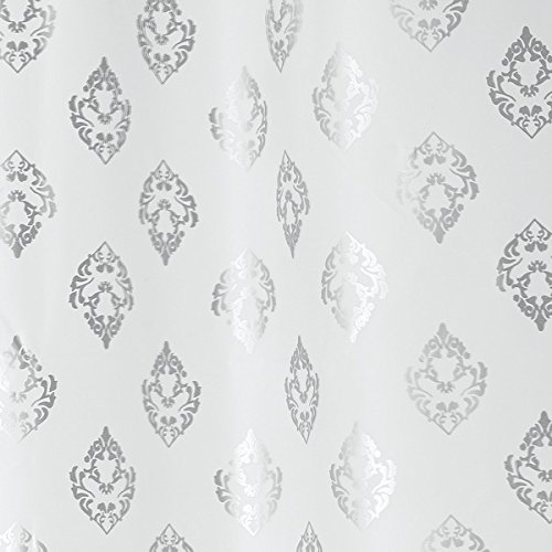 mDesign Duschvorhang 180×200 cm (silber) – schöner Dusch-/ Badewannenvorhang mit Metallösen – PVC-frei dank PEVA - 3