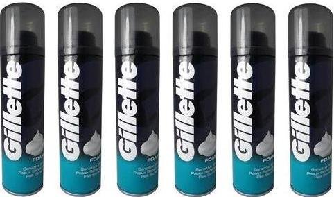 6x Gillette Sensitive Skin Shaving Foam 200ml