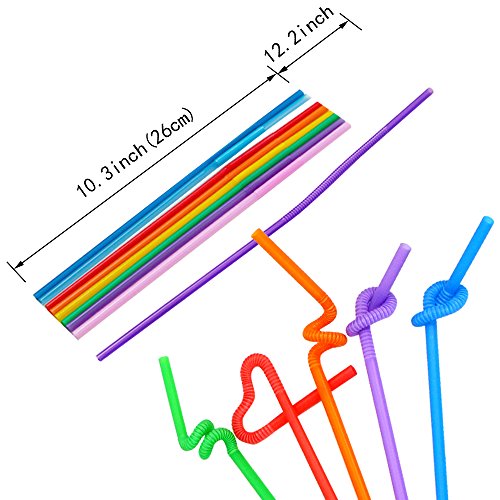 Tomnk 200 Flexible Einweg Trinkhalme aus Plastik, 26cm - 3