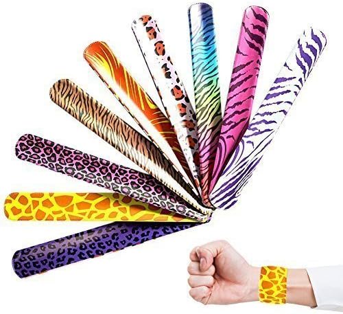 Slap Bracelets 50 Packs Party Bracelets Toys Bands with Animal Prints Birthday Christmas Party Favors Classroom Rewards for Boys Kids Girls