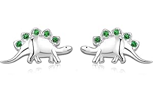 LINSTER Orecchini di dinosauro coccinella pinguino mucca delle Highland elefante koala lontra marina mucca in argento sterling 925 orecchini a bottone con animali carini gioielli regali per bambine e figlie