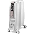 De'Longhi Dragon 4 TRDSX40820E.WB, Oil Filled Radiator with Electronic Timer, Quiet Heater with Functional Design, Chimney Design and Castors, Safety Thermostat, 3 Fan Settings, 2000W, White/Beige
