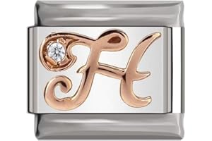 Italian Charms Rose Gold Letter A-Z Charm Link fits all 9mm Bracelet - UK stock