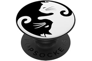FIRE FIT DESIGNS Yin Yang Gato Popsocket para teléfono Gatito Yin Yang PopSockets PopGrip Adhesivo