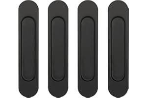 OMJMYY Lot de 4 Poignée de Porte Interieur Poignées Porte Coulissante Noires Ovales Auto-Aadhésives Poignée De Cuisine Sans Perçage Poignée Placard en Alliage d'aluminium Poignée Meuble Cuisine