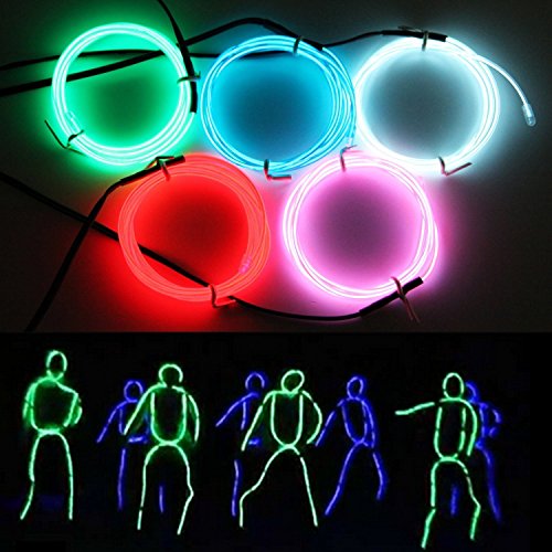 B-right 5m Neon Beleuchtung EL Wire EL Kabel für Weihnachten, Partys,Halloween Kostüm, Auto Fahrrad beleuchtet flexibles Streifen, Rot - 7