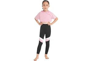 YUUMIN Kinder Mädchen Sportanzüge Jogginganzug Sport Sets Hosen + Crop Top Pullover Bekleidungssets Bauchfrei Mit Kapuze Yoga Fitness Outfit Sportswear