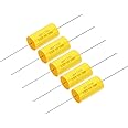 PATIKIL 2.2uF 250 V Frequency Divider Capacitor, 5 Pcs Axial Audio Speaker Crossover Step-less Film Capacitor MKP Capacitor for Audio Equipment Appliances, Yellow