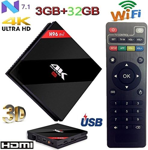 Penkou H96PRO + Mini Android 7.1 TV Box Amlogic S912 2.0Ghz Octa-Core CPU 3GB DDR3 RAM 32GB ROM 2.4/5Ghz Wi-Fi 4K Smart box