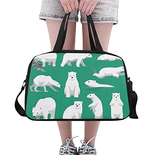 Preisvergleich Produktbild Yushg Nette Familie Eisbär Tier benutzerdefinierte große Yoga Gym Totes Fitness Handtaschen Reise Seesäcke mit Schultergurt Schuhbeutel für Übung Sport Gepäck für Frauen Frauen im Freien