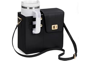 BibHoly Stanley przenośna torba na ramię, torba na butelki z wodą, torba na butelki – torba z kieszenią na telefon komórkowy, A01 czarny, uchwyt na torebkę