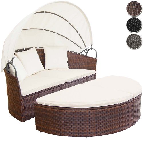 Miadomodo - Conjunto de sillones para jardín - anchura total, Diametro aprox. 180 cm - de polirratán marrón