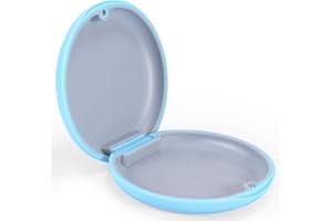 Annhua Retainer Case Slim Partial Denture Box with Magnetic Closure, Dental Retainer Box with Silicone Textured Liner, False Teeth Container for Household| Travel| Office - Blue