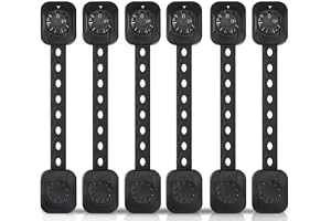 H&A Child Safety Locks for Cabinets & Drawers, Adjustable Baby Locks for Child Proofing Cupboards, Fridge, Sliding Glass Doors, Windows, Appliances, and Toilet Seat – Black (6-Pack)
