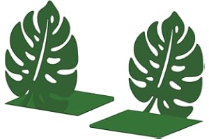 ‎PEACOBLUE Peacoblue Metall-Buchstützen für Regale, Moderne dekorative, robuste Lesehilfe,für Büro, Schreibtisch, Regal, Raum 5,3" x4,3 x6,1, Gusseisen, einfache grüne Buchstützen, 1 Paar (Monstera-Blatt)