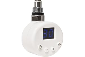 Warmehaus 400w White Thermostatic Digital LCD Heating Element Electric for Heated Towel Rail Radiator
