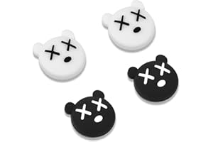 DLseego Thumb Grip Caps Compatible with Switch & Switch Lite, Soft Silicone Joystick Grip Cute 3D Analog Stick Cover - Black and White Bear(4Pcs)