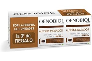 Oenobiol Autobronceador Triplo - Bronceador facial y corporal sin sol - Complemento alimenticio con cúrcuma, licopeno y luteína - 90 cápsulas