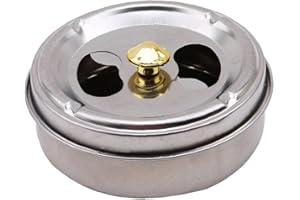 Zonster Cendrier en Acier Inoxydable avec Couvercle Rotation Entièrement Fermé Gadgets pour Papa Cadeaux (12cm)