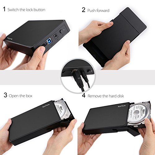 Spinido® USB 3.0 & 2.0 Aluminium Externes Festplatten Gehäuse Optimiert für 3.5″ SATA III HDD mit USB 3.0 Kabel, Tool-free (Black) - 9