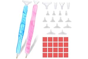 NOKDAL 2 Pezzi Diamond Painting Penne in Resina Strumenti di Pittura a Diamante Fai da Te 5D Diamond Painting Accessori Kit di Penne Artistiche per Ricamo Nail Art 20 Pezzi di Argilla e 19 Teste di Penna