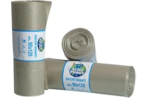 DETERMONDO 40 Sacchi Spazzatura Grandi 90x120 cm, Sacchi Rifiuti Capacità 120L Resistenti in Materiale Riciclabile Antistrappo, Antigoccia, Ecosostenibili, Made in Italy, 4 Rotoli da 10 pezzi, Ambra
