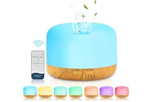 LOMUG Diffuseur d'Huiles Essentielles, 450ML Humidificateur d'aromathérapie à Ultrasons à Arôme, Fête des Mères Cadeau Maman Femme Diffuseur Aromathérapie électrique avec 7 LED, Timer et Contrôle
