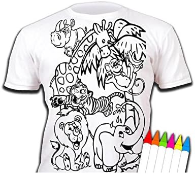 Splat Planet Zoo T-Shirt Age 5-6 Colouring Kids T-Shirt With 6 Fabric Pens