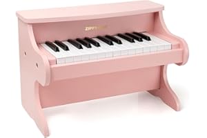 ZIPPY MAT Kinder Klavier Tastatur, 25 Tasten Digitalpiano für Kinder, Mini Musik Lerninstrument Spielzeug, Holz Klavier für Kleinkinder Mädchen Jungen (Rosa)