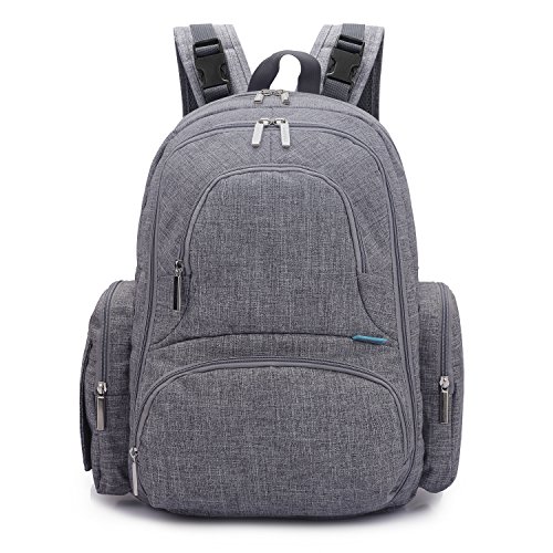 Preisvergleich Produktbild Srotek Baby Wickelrucksack Wickeltasche Reise Rucksäcke mit Wickelunterlage Isolierte Tasche Multifunktional Wasserdicht Große Kapazität Babytasche Rucksack für Damen,Grau