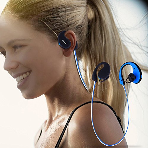 Ecandy impermeable IP44 resistente al sudor Bluetooth Auriculares inal  mbricos flash LED ligero de los deportes est  reo   Correr y ejercicio Auriculares Bluetooth Auriculares Auriculares para iPhone 6s 5s 5c 4s 4  el iPad 2 3 4 nuevo iPad  iPod  Android  Samsung Galaxy  tel  fonos inteligentes dispositivos de gimnasio   Bluetooth  azul 