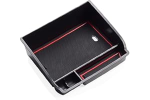 ZCLINKO LUWU Compatible with Toyota Hilux AN120 AN130 2016-2022 2023 2024 Center Console Organiser Tray Armrest Container Storage Box,2018 toyota hilux accessories Centre Armrest Car Interior with Mat (Red)