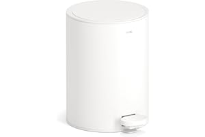 Stardis kosz na śmieci 3-litrowy z pedałem ze stali nierdzewnej, matowy, z klapą Softclose cicho zamykaną, wewnętrzny pojemnik, kosz łazienkowy, biały