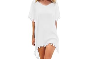 heekpek Vestido de Playa Traje de Baño Camisolas y Pareos Playero con Borla para Verano Bikini Cover up