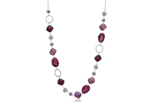 BULINLIN Beaded Long Silver Necklaces for Women, Handmade Statement Sweater Chain Necklace with Crystal Beads for Fashion Jewelry gifts