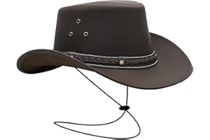 BRANDSLOCK Leather Cowboy Hat for Men Women Lightweight Handcrafted Shapeable Wide Brim Durable Western Cowgirl Outback Hat
