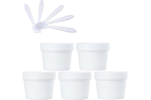 TIANZD 5 Stück 100 ml White Leere Dosen mit Deckel Cremedose Kunststoff Schraubdose Tiegel 100 g Leerdose Kosmetische Behälter Maskenschale Tiegel für Mask Mud Badesalz Creme Salbe, 5 Stück Spatel
