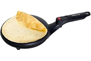 ‎SOKANY SOKANY Crepes Maker, Elektrischer Crêpes-Maker mit Cool-Touch-Griff, Antihaftbeschichtung, Temperatur-Automatik, 20cm Durchmesser Crepesmaker, Für Crepes, Pancakes und Taccos (Schwarz)
