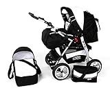 Clamaro „VIP Volver 3in1“ Premium Kinderwagen 3 in 1 Kombi mit 360° Schwenkrädern (über 40 Farben wählbar) Kombikinderwagen Komplettset mit Soft Babywanne, Sport Buggy und Auto Babyschale Aufsatz (ISOFIX) - 2