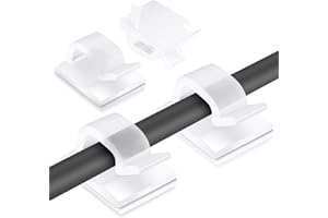 URAQT 70 PCS Cable Clips, White Self Adhesive Outdoor Light Wire Clips with Adhesive Backing, Adhesive Cable Management Clips for Car Office Home Desk Wall Christmas Hanging Decorations Fairy Light