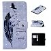 Produktbild HopMore Samsung Galaxy A6 Plus (2018) Leder Hülle mit Kartenfach Klappbar Mandala Design Muster Silikon Bumper Ledertasche Magnetverschluss Samsung A6+ / A6 Plus 2018 Handyhülle Standfunktion Holster Stoßfest Schutzhülle Tasche Schale Cover Case - Blaue Feder