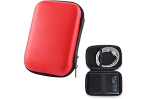 REQAG Coque pour disque dur externe, Étui pour Portable SSD,Pochette pour Portable SSD, avec Proche Filet, HDD Case,mémoire externe portable 2,5 Disque externe Protection Sac Antichoc Rigide Coque (rouge)
