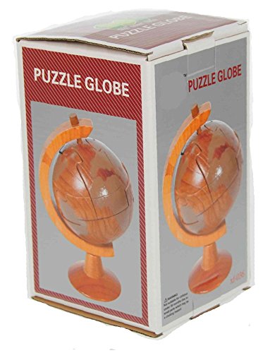 World Globe 3D Wooden Puzzle : Fun Novelty Christmas and Birthday Present : Brain Teaser Gift Idea : Jigsaw : Ornament : Gifts for Kids, Men, Adults : Size H 18.5cm x W 14cm