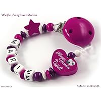 Schnullerkette mit Namen für Mädchen - max. 7 Buchstaben - Herz