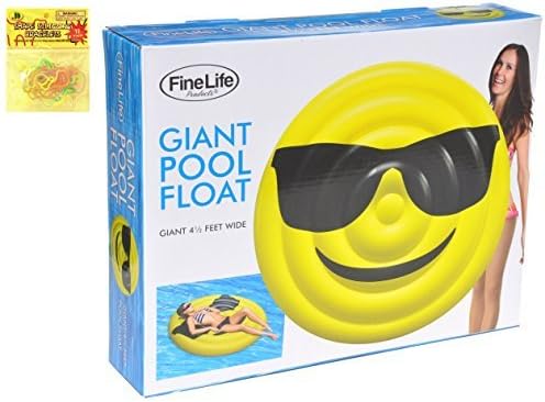 Extra Large Big Emoji Swimming Pool Inflatable Float Lounge Raft Unique Fun Easter Basket Stuffer Summer Gift Idea for Adults Kids Teens Boys Girls with Silly Bands